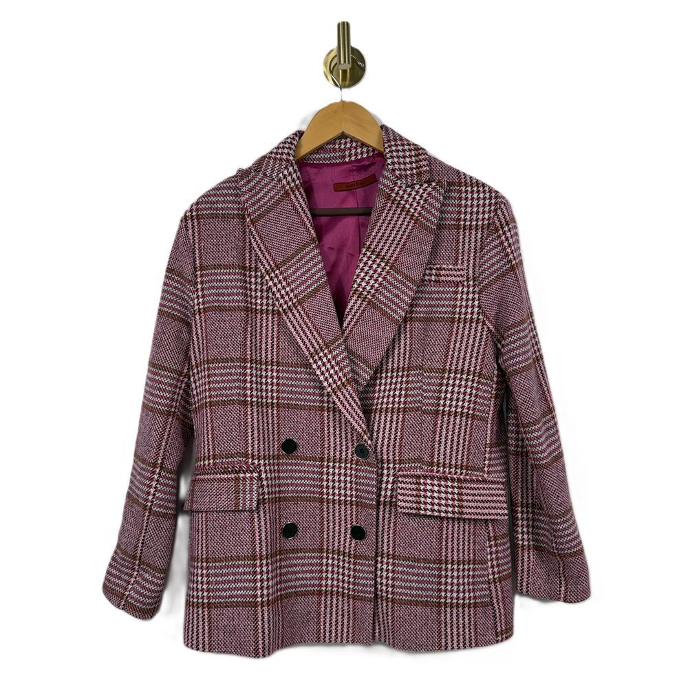 Y2K Imperial Pink Plaid Double Breasted Blazer Sz XS - Picture 2 of 11
